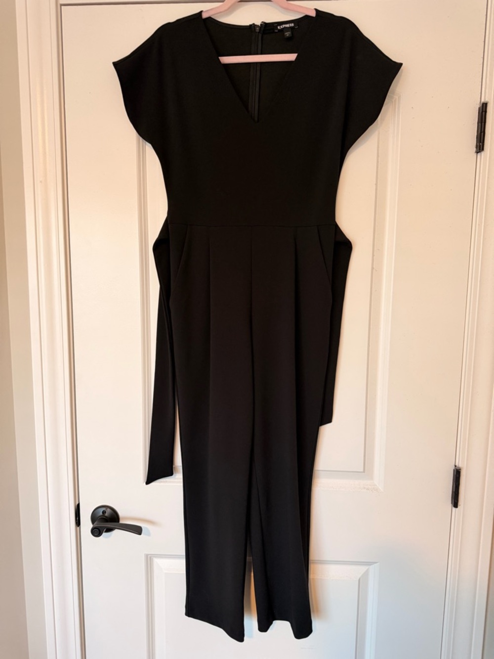 Express Black V-Neck Cap Sleeve Jumpsuit